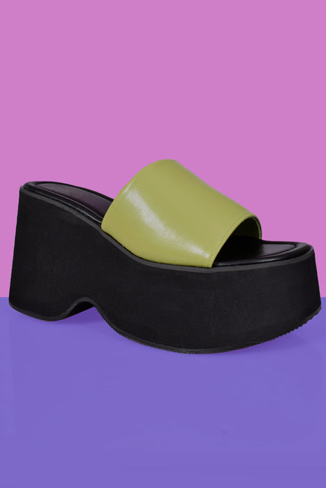 Still Miss U Platform Mule Sandals - Echo Lime