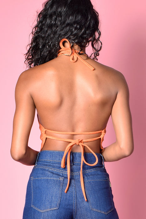 Save The Best for Last Suede Feel Halter Top - Tangerine