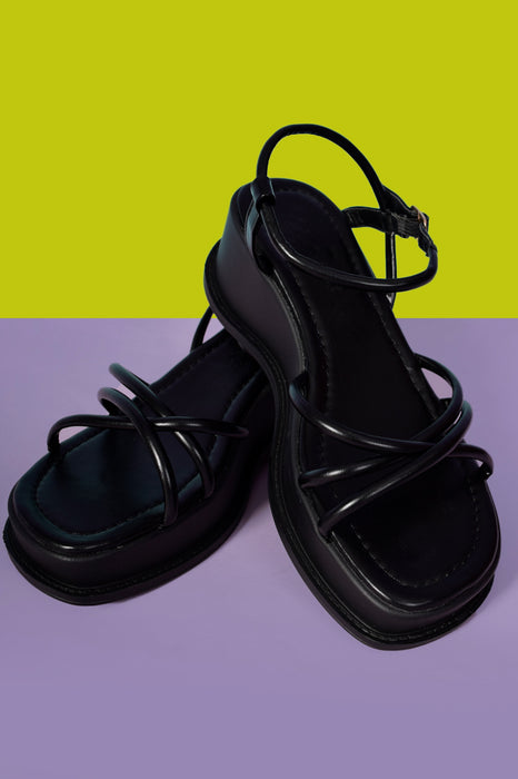 B*witched 90's Strappy Platform Sandal -  Black