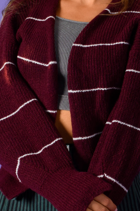 Raell Striped Open Knit Cardigan