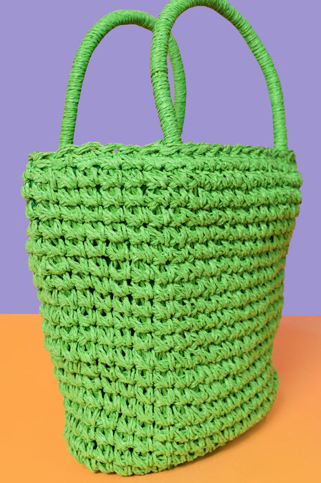 Summertime Straw Day Bag - Apple