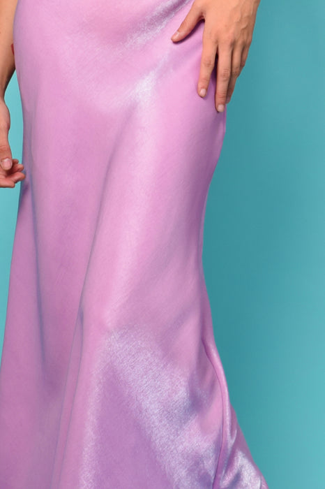 Nebula Metallic Maxi Slip Dress - Pink Opal