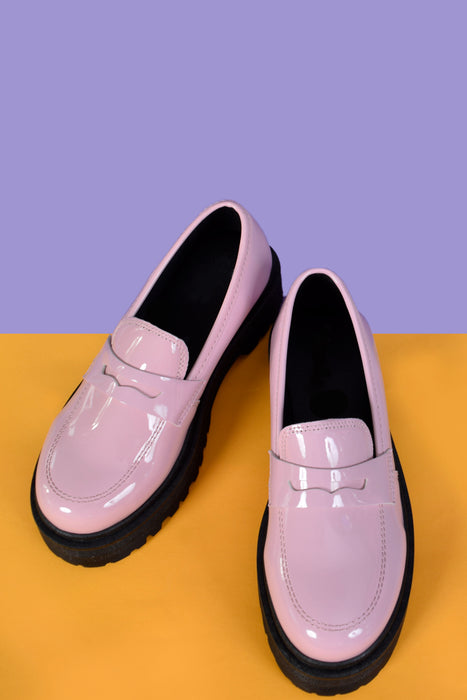 Patent Bernie Chunky Platform Loafers - BB Pink