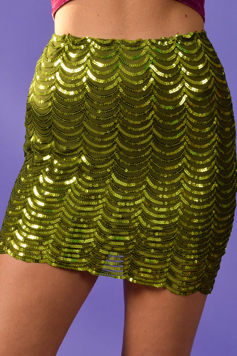 Faunus Shine Sequin Mini Skirt