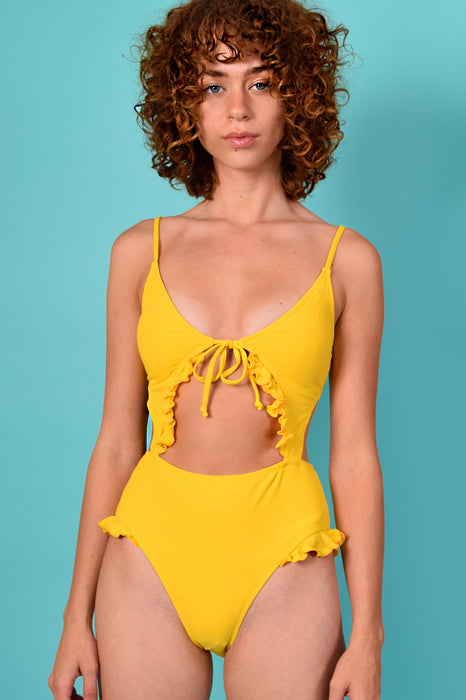 In The Sun Open Front Ruffle Bathing Suit