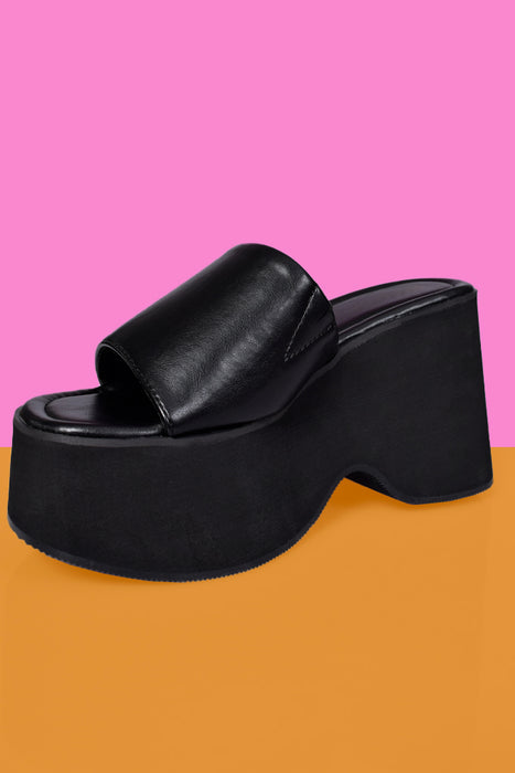 Still Miss U Platform Mule Sandals - Black