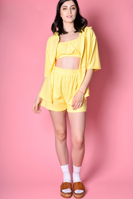 Life Of Leisure Terry Oversized Bloused Crop Tank - Daffodil
