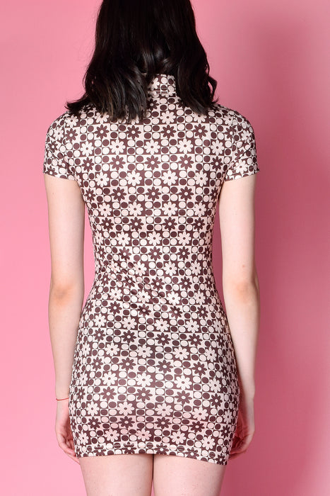 Penny Floral Print Collared Dress - Cocoa