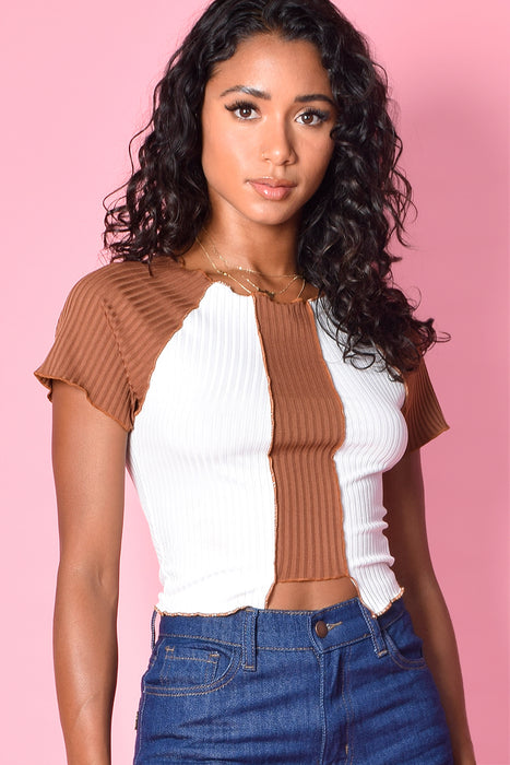 Pull It Together Paneled Ribbed Top
