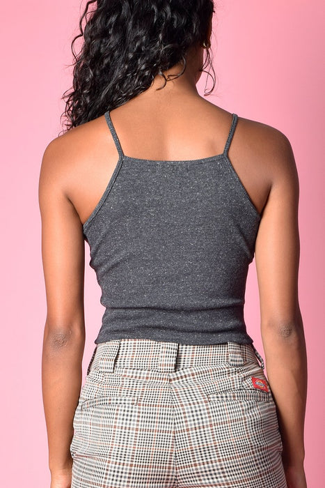 Capone High Neck Heathered Cropped Cami