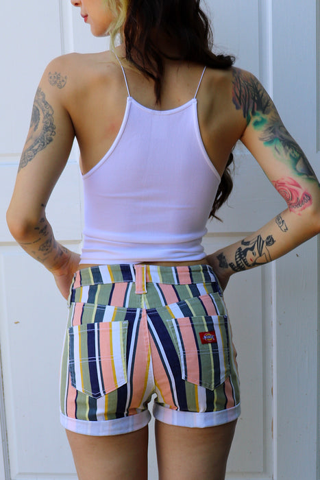 Button Front Striped Shorts by Dickies Girl