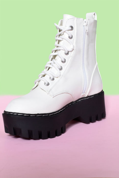 As If Platform Tie Up Boots - White
