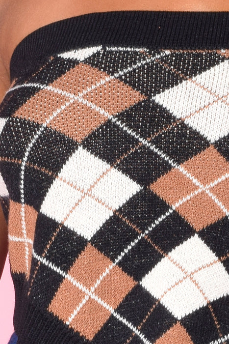 Elysian Fields Argyle Sweater Tube Top