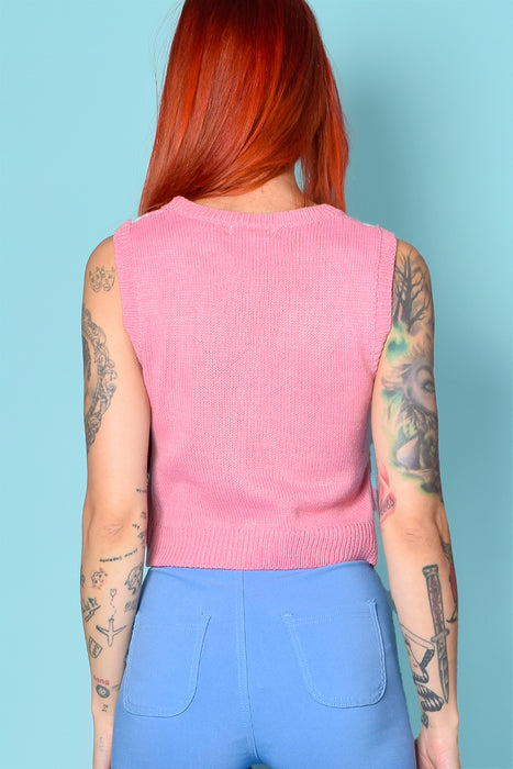 Homeroom Argyle Sweater Button Down Vest - Pink