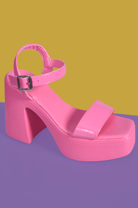 Take On Me Chunky Platform Heel - Barbie Pink