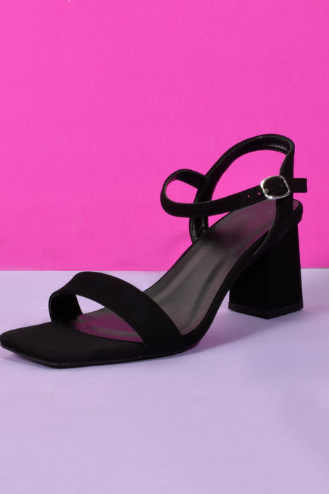 Forever Yours Square Toe Ankle Strap Block Heel