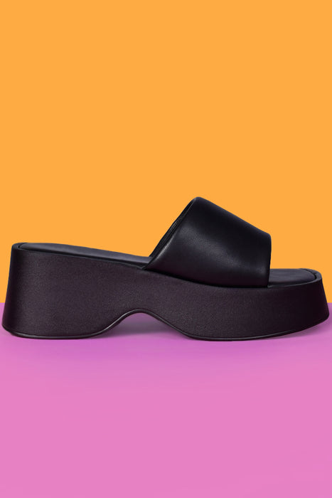 Past Due Perfect Platform Sandals -  Black