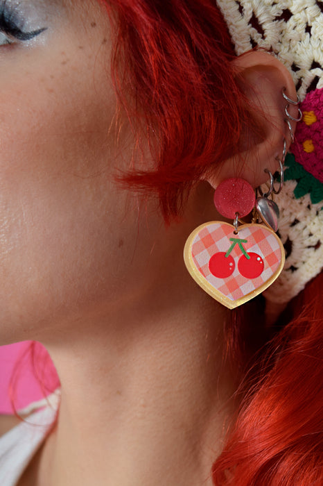 Cherry Pie Heart Earrings
