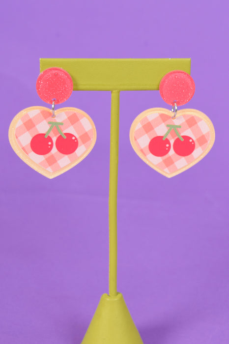 Cherry Pie Heart Earrings