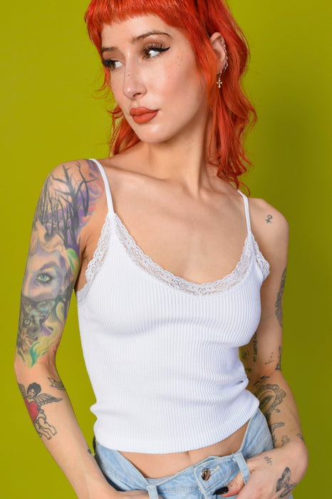 Marry Me Ribbed Seamless Lace Trim Tank