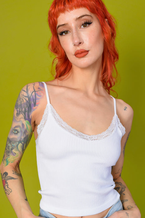 Marry Me Ribbed Seamless Lace Trim Tank