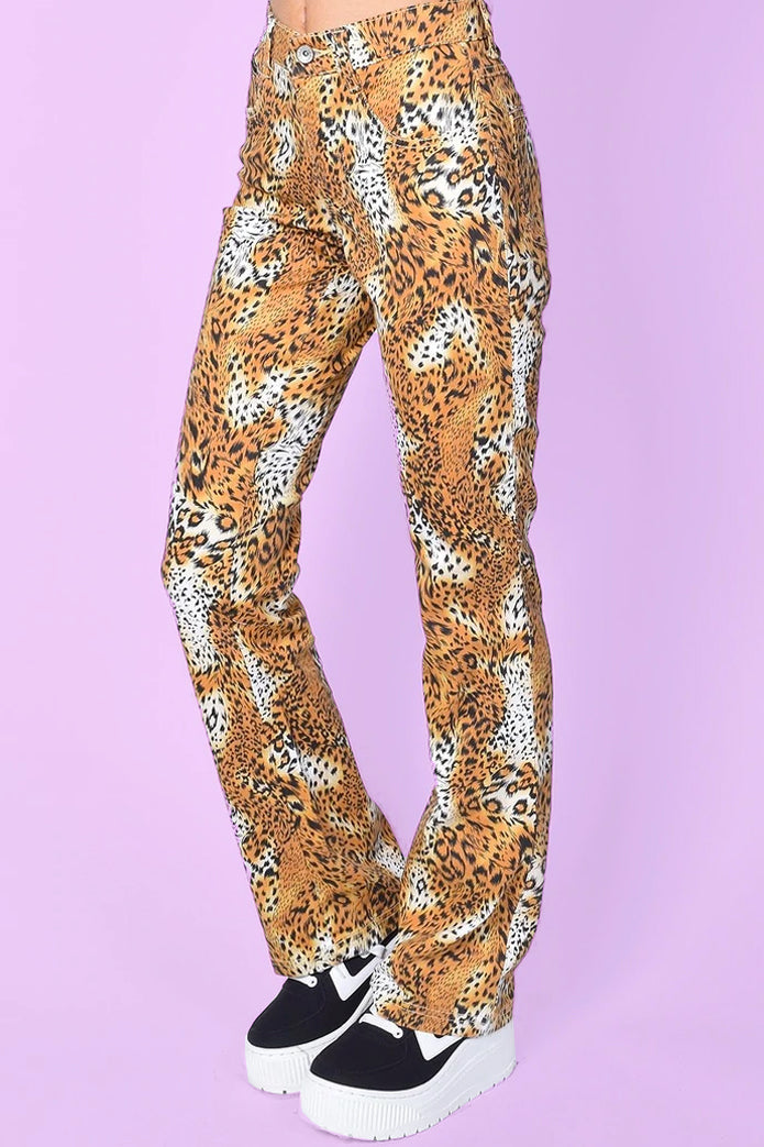 Deadstock Amanda Leopard Print Flare Pants — ECHOCLUBHOUSE