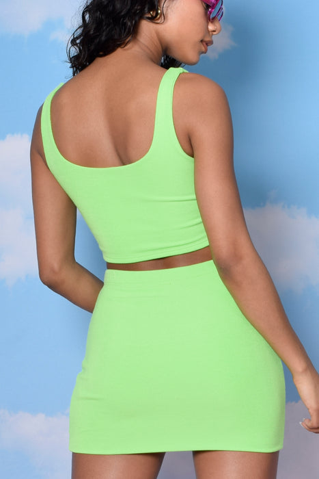 Limeade Fitted Double Layer Mini Skirt