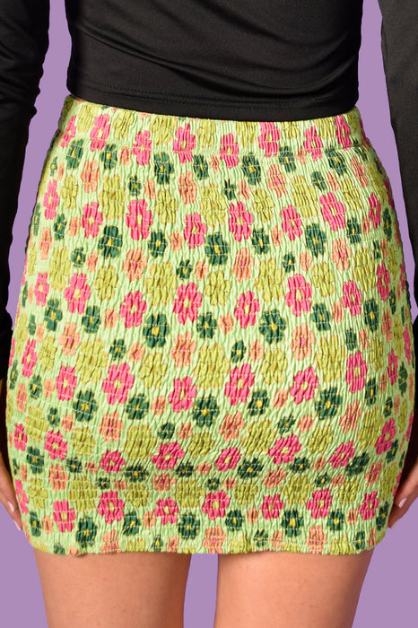 Shirley Smocked Perf Floral Skirt