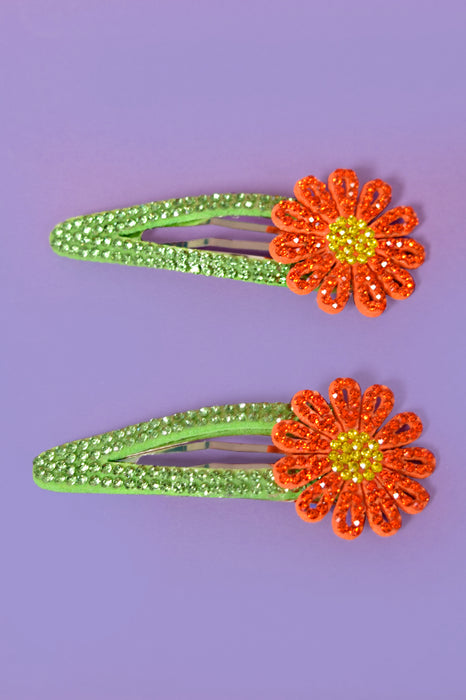 Rhinestone Floral Clip Set