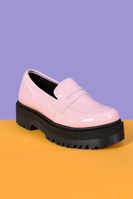 Patent Bernie Chunky Platform Loafers - BB Pink