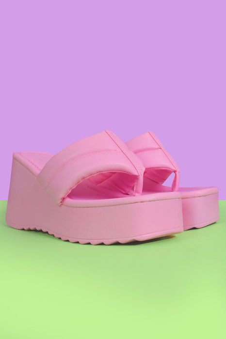 Heaven Fluff Platform Thong - Pink
