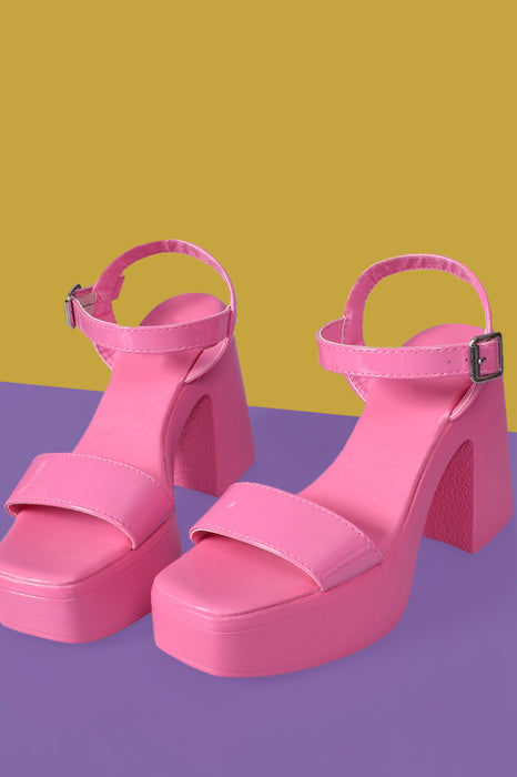 Take On Me Chunky Platform Heel - Barbie Pink