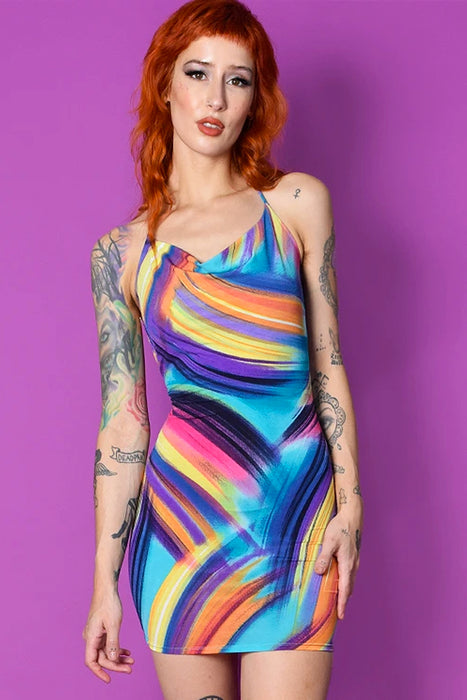 De-Lovely & Delicious Groove Print Halter Dress
