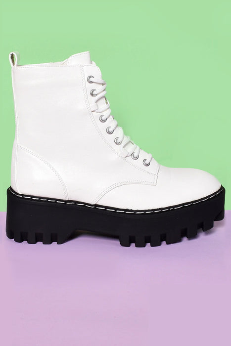 As If Platform Tie Up Boots - White